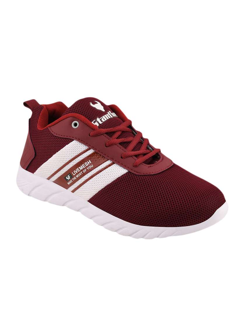 red lace up sport shoe