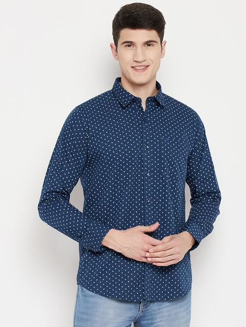 navy blue printed casual shirt - 18330392 -  Standard Image - 0