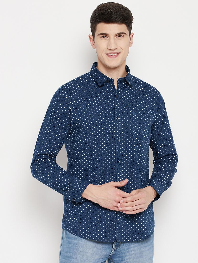navy blue printed casual shirt - 18330392 -  Zoom Image - 0