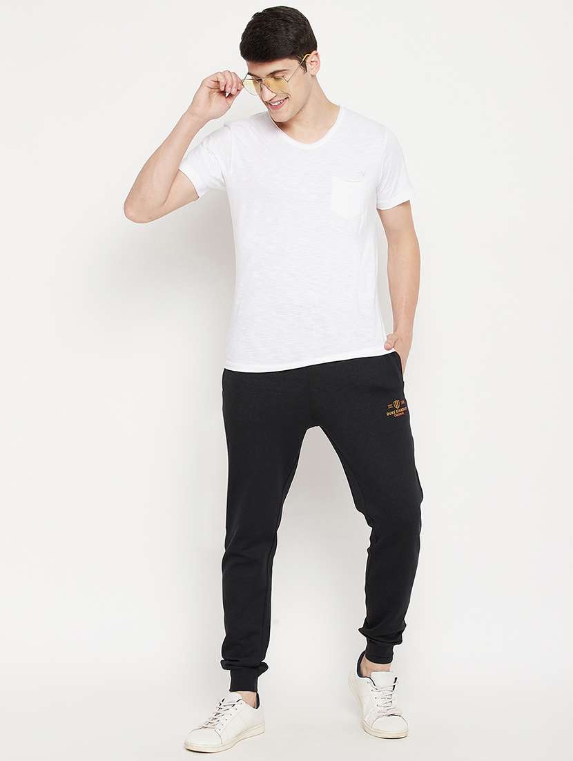 black solid joggers track pant - 18330396 - Standard Image - 3