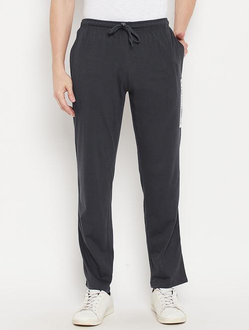 grey solid full length track pant - 18330398 - Standard Image - 0