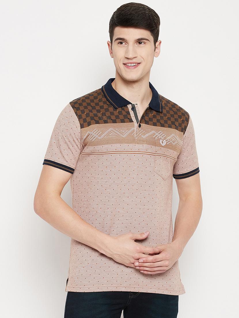 brown printed polo t-shirt - 18330407 - Zoom Image - 0
