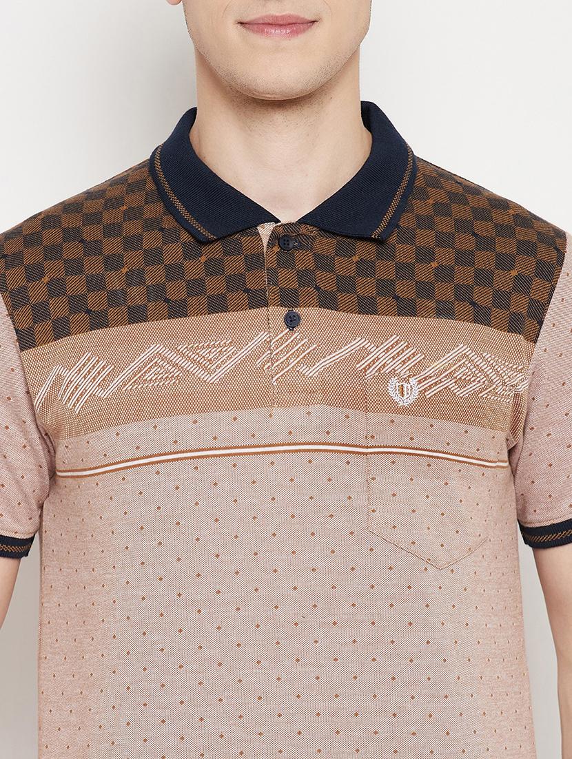 brown printed polo t-shirt - 18330407 - Standard Image - 3