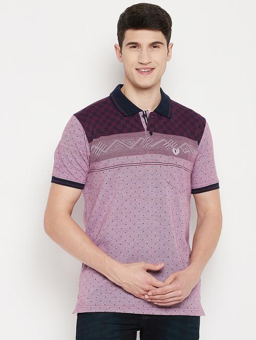 purple printed polo t-shirt - 18330408 - Standard Image - 0