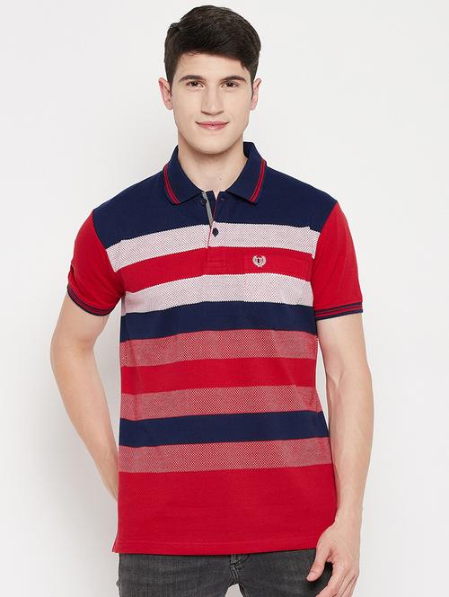 navy blue striped polo t-shirt - 18330412 - Standard Image - 0