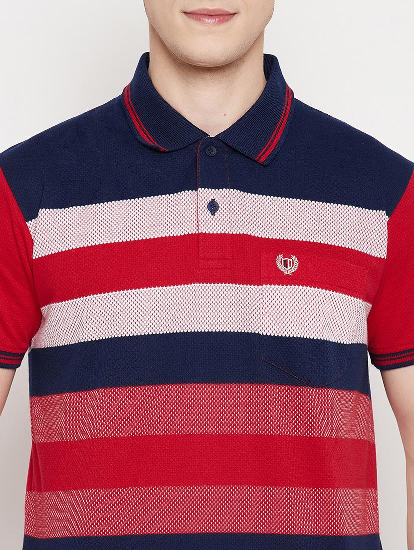 navy blue striped polo t-shirt - 18330412 - Standard Image - 3