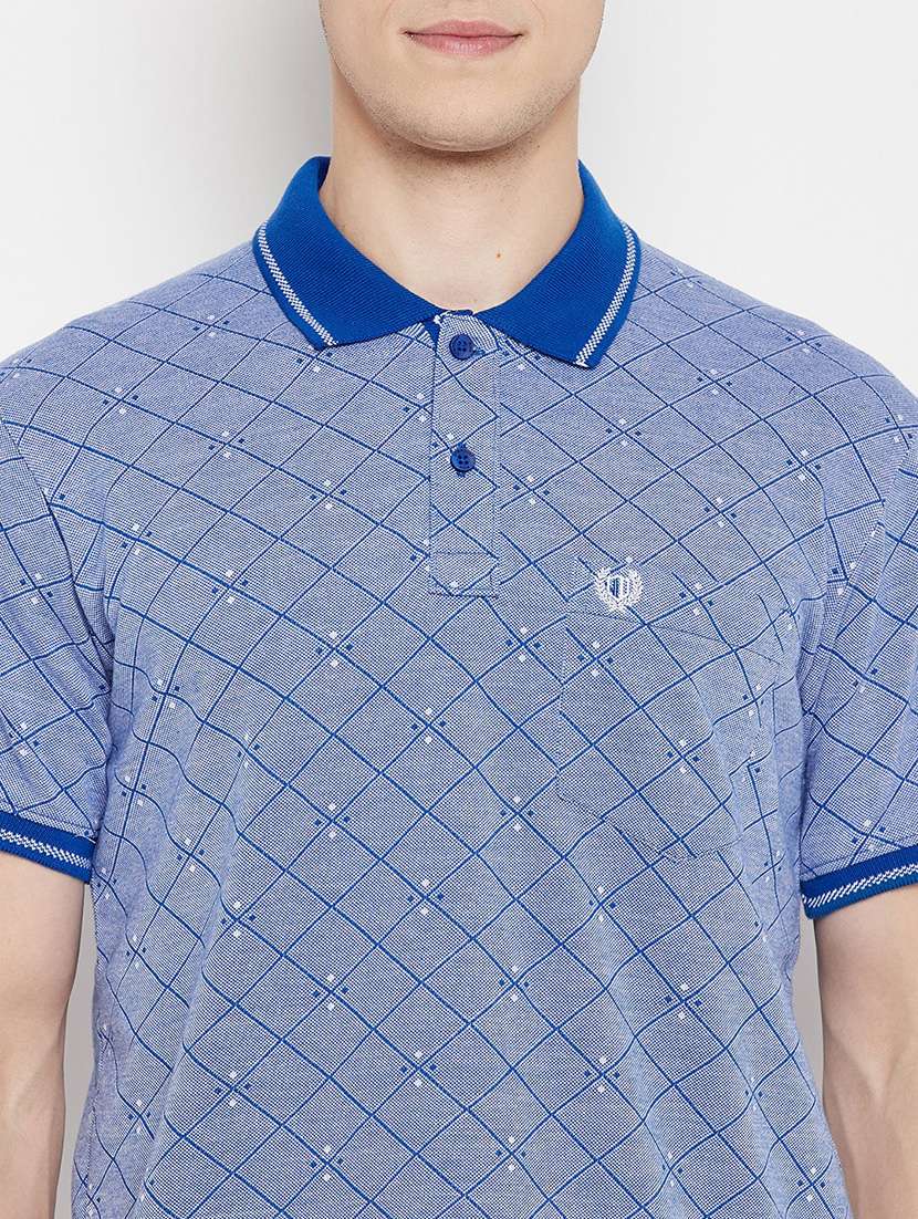 blue checkered polo t-shirt  - 18330416 -  Standard Image - 3