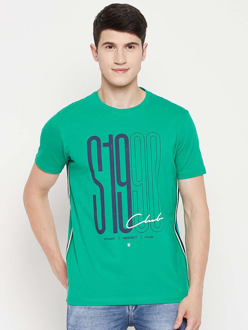 green front printed casual t-shirt - 18330417 - Zoom Image - 0