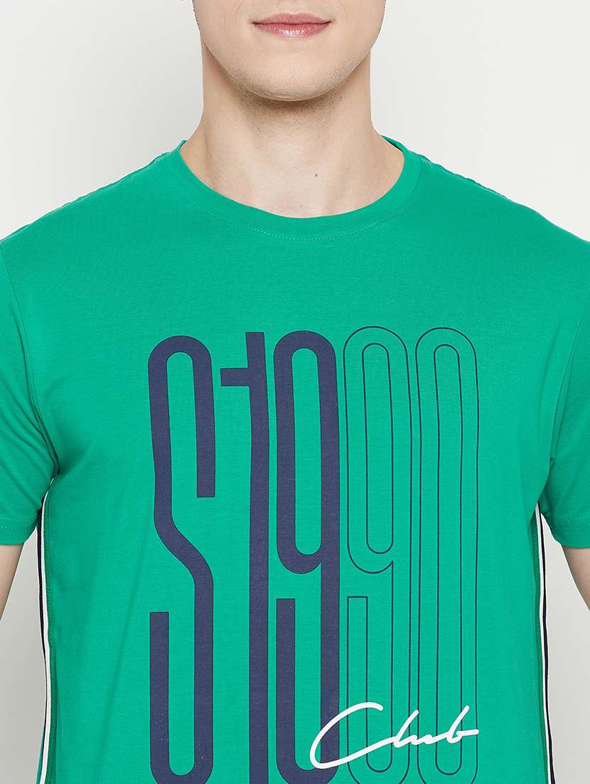 green front printed casual t-shirt - 18330417 - Standard Image - 3