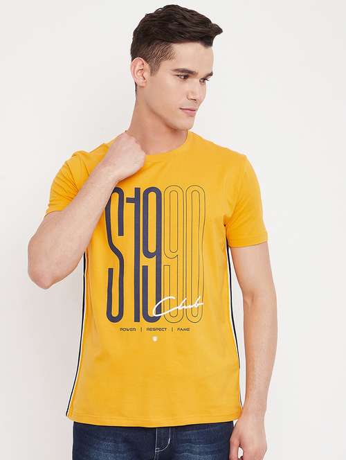 yellow front printed casual t-shirt - 18330418 - Standard Image - 0