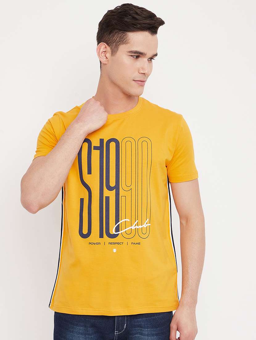 yellow front printed casual t-shirt - 18330418 - Zoom Image - 0