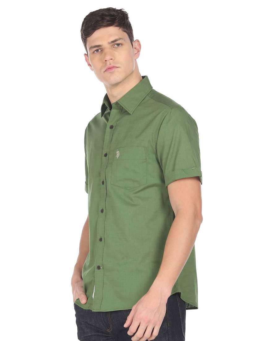 Green Solid Casual Shirt from shirts 