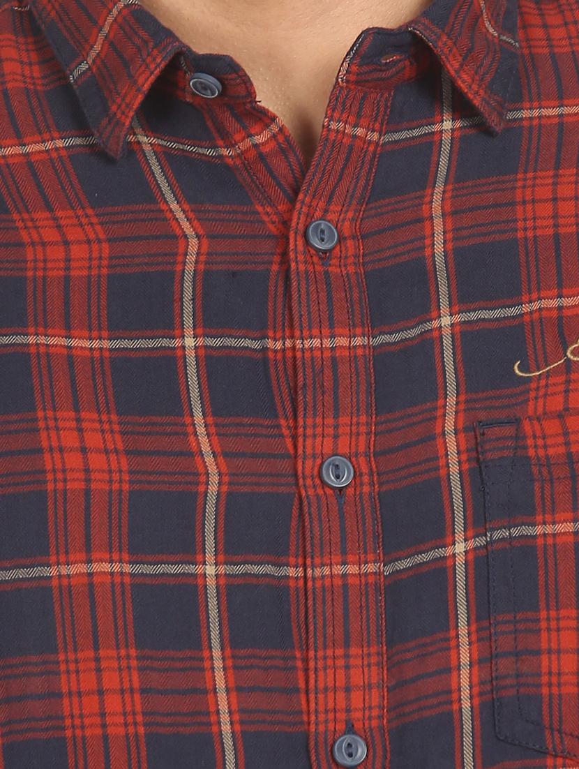 orange checkered casual shirt - 18332128 - Standard Image - 5