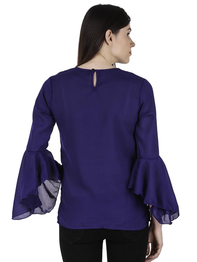 bell sleeved solid top - 18333054 - Standard Image - 3