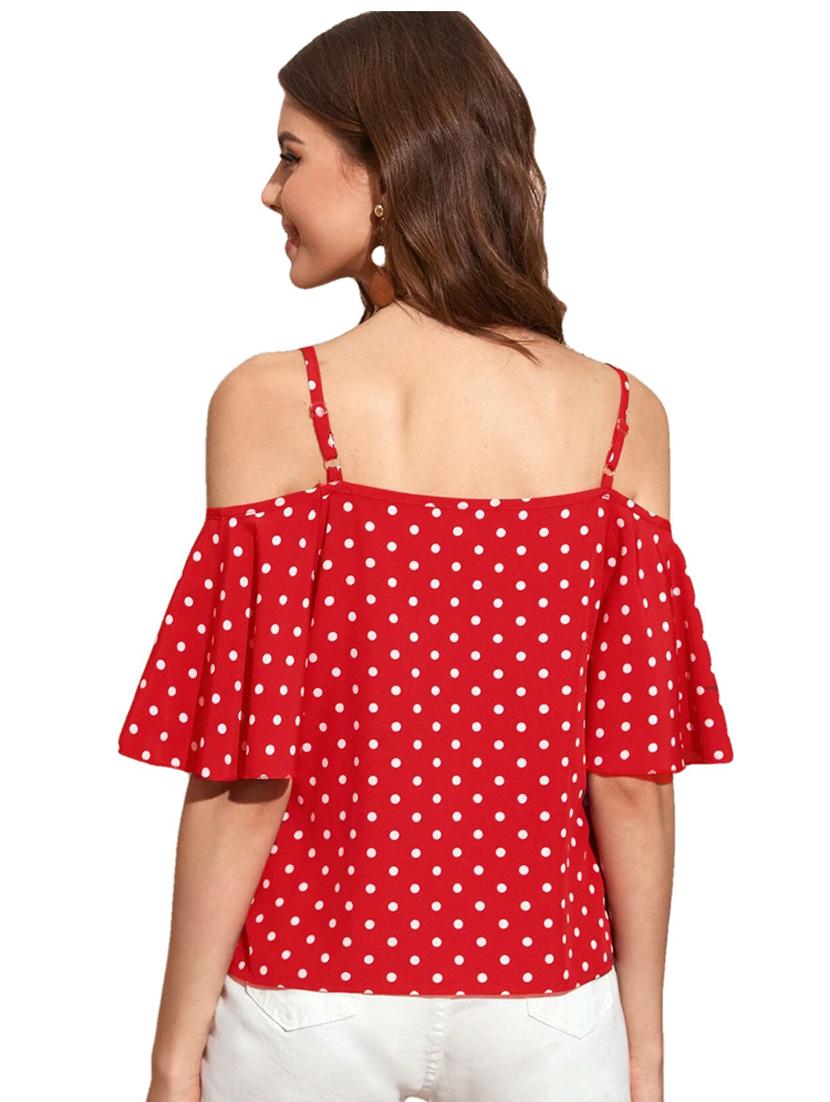 cold shoulder polka dot top - 18333061 - Standard Image - 3