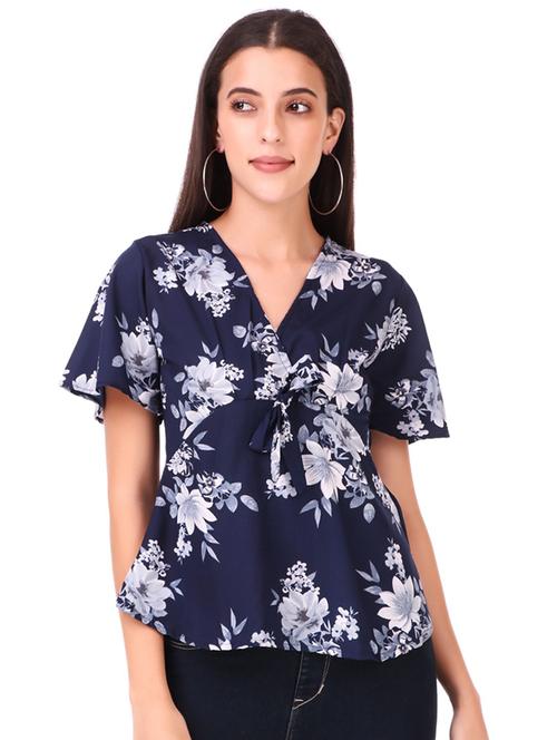 tie front floral top - 18333133 - Standard Image - 0