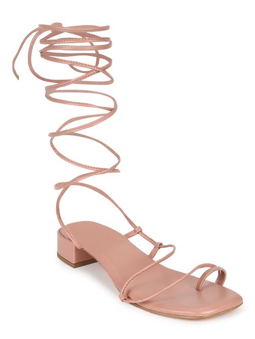 nude pu laceup sandals - 18333522 - Standard Image - 0