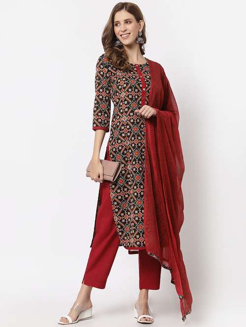 straight pant unstitched suit set - 18333566 - Standard Image - 0
