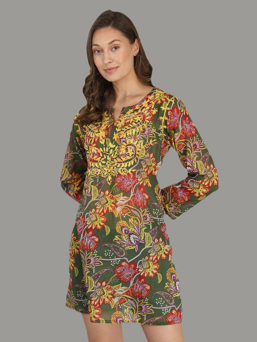 notch neck printed tunic - 18333949 - Zoom Image - 0