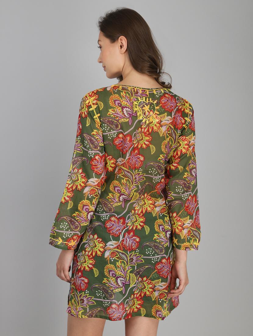 notch neck printed tunic - 18333949 - Standard Image - 3