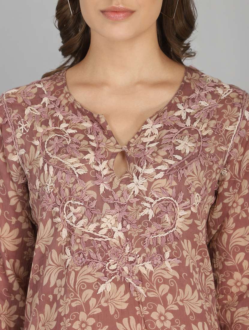 notch neck printed tunic - 18333950 -  Standard Image - 5