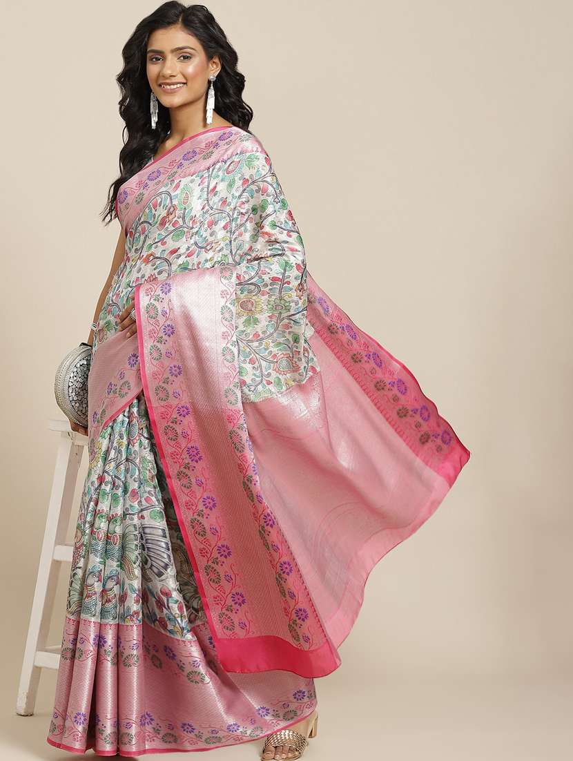 multi colored printed saree with blouse
