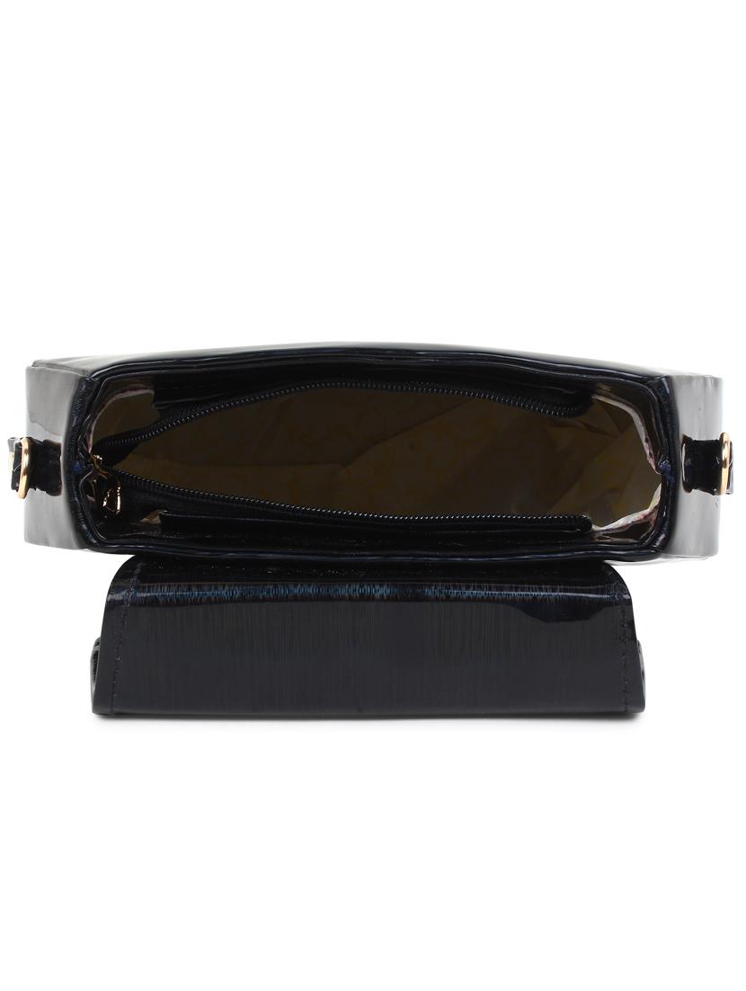 black solid regular sling bag - 18334491 - Standard Image - 3