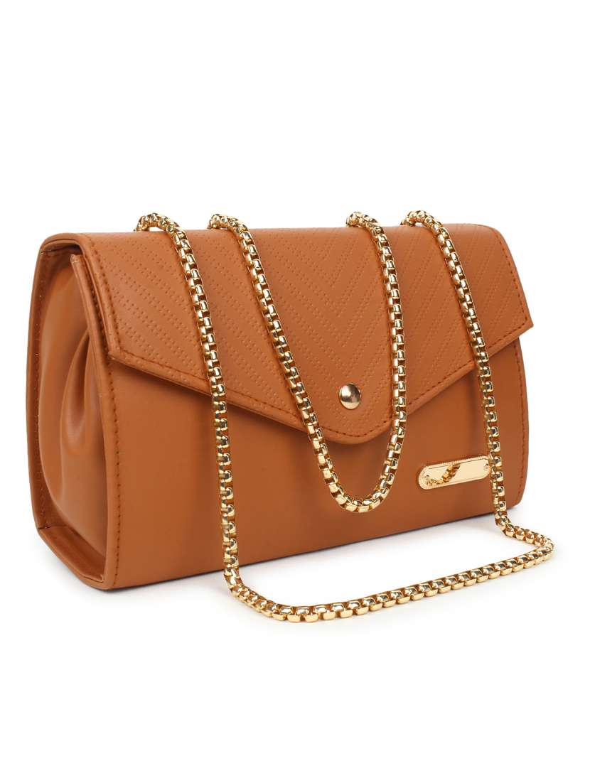 tan solid regular sling bag - 18334495 -  Standard Image - 5