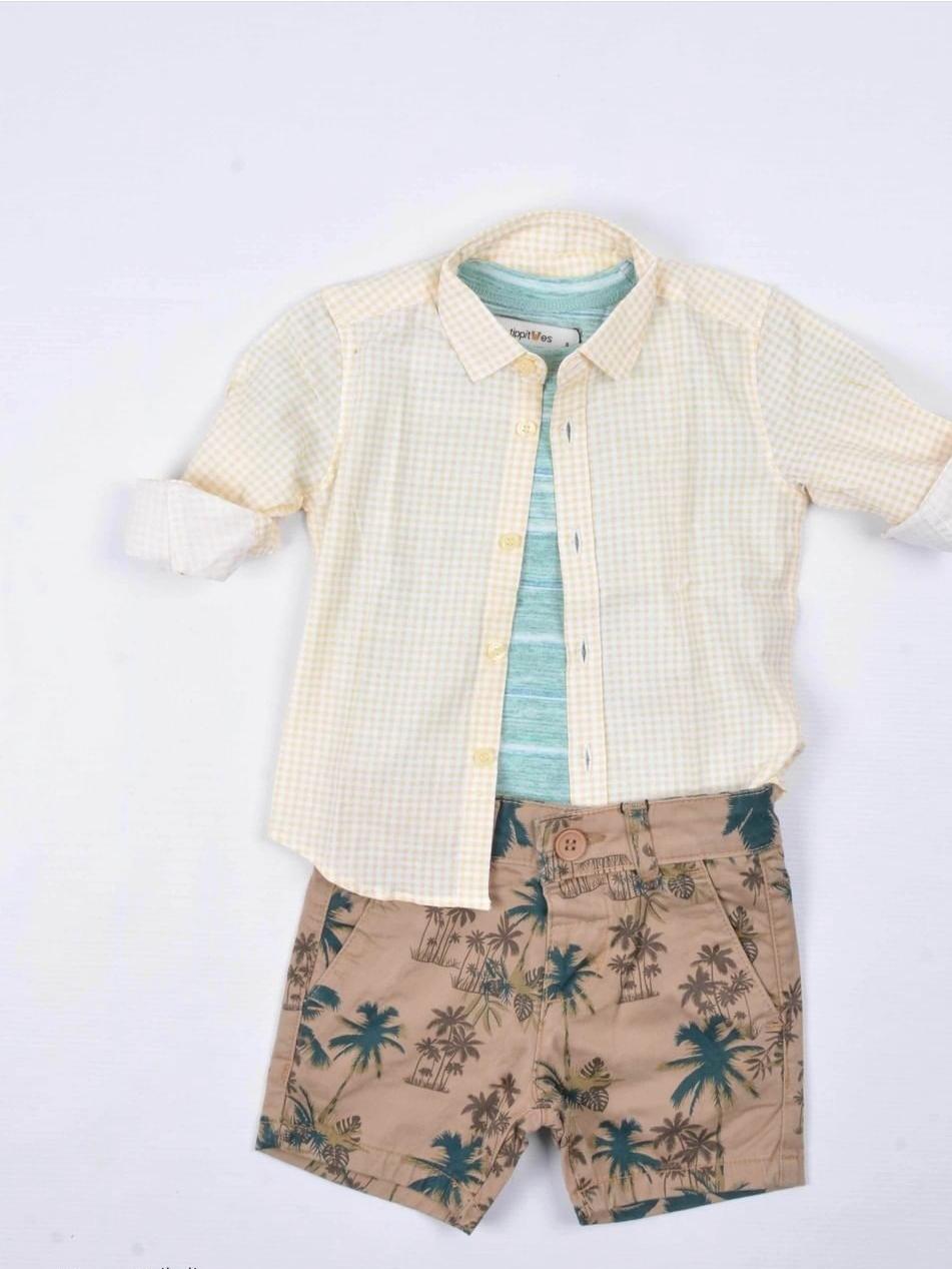 kids checkkered shorts set - 18334571 - Zoom Image - 0