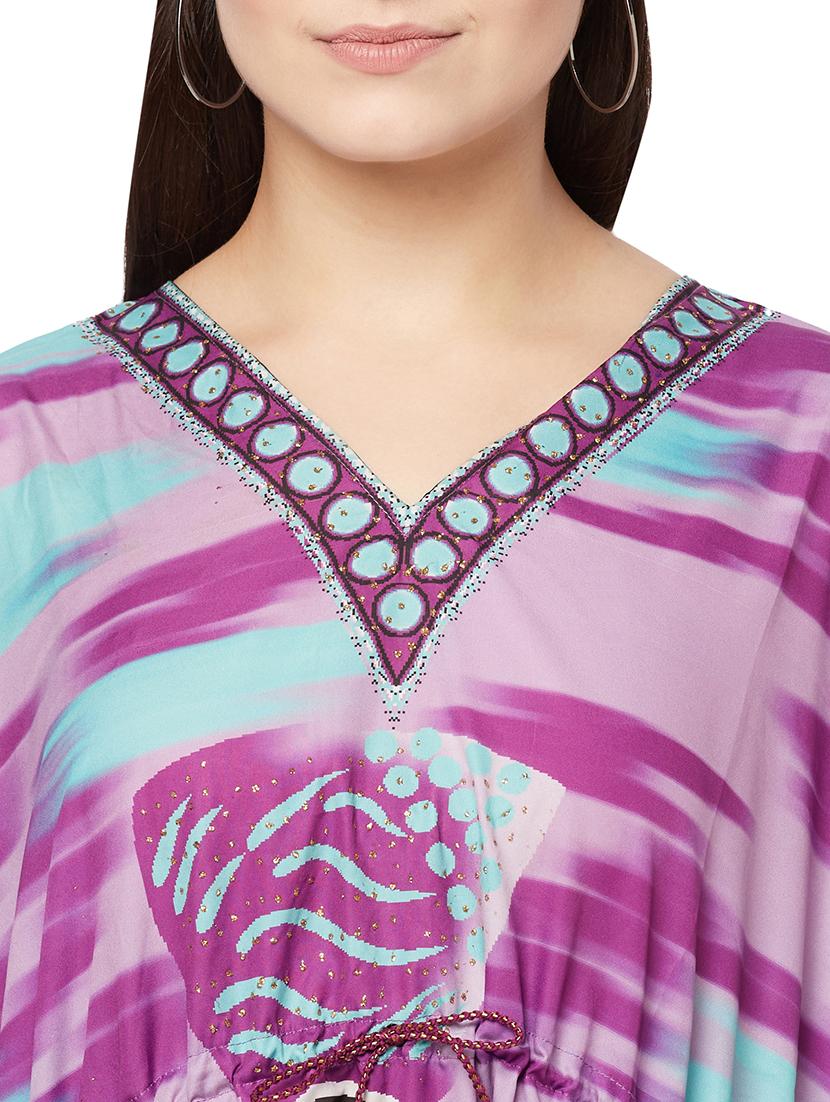 v-neck printed kaftan maxi dress - 18334775 - Standard Image - 5