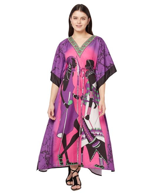 v-neck printed kaftan maxi dress - 18334782 -  Standard Image - 0