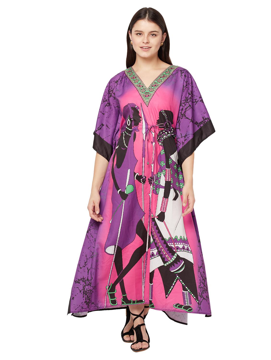 v-neck printed kaftan maxi dress - 18334782 -  Zoom Image - 0