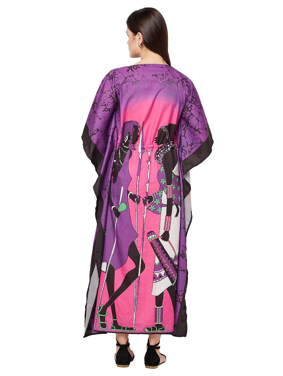 v-neck printed kaftan maxi dress - 18334782 - Standard Image - 3