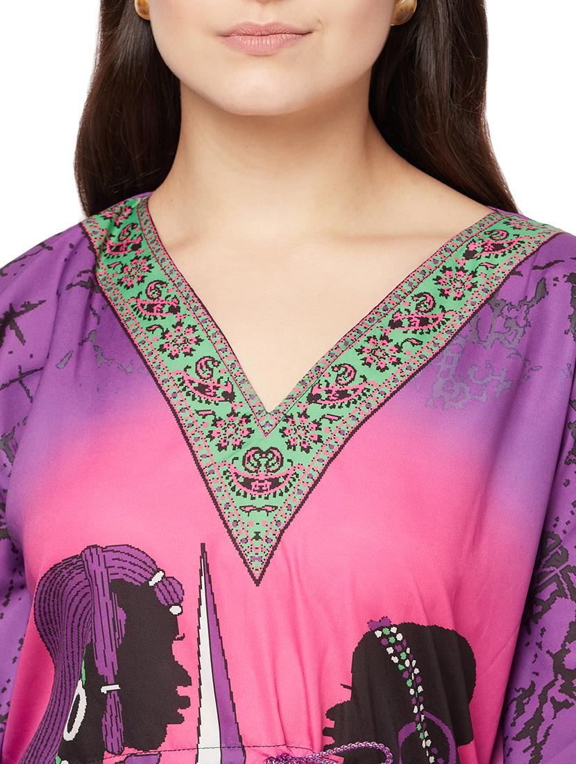 v-neck printed kaftan maxi dress - 18334782 - Standard Image - 5