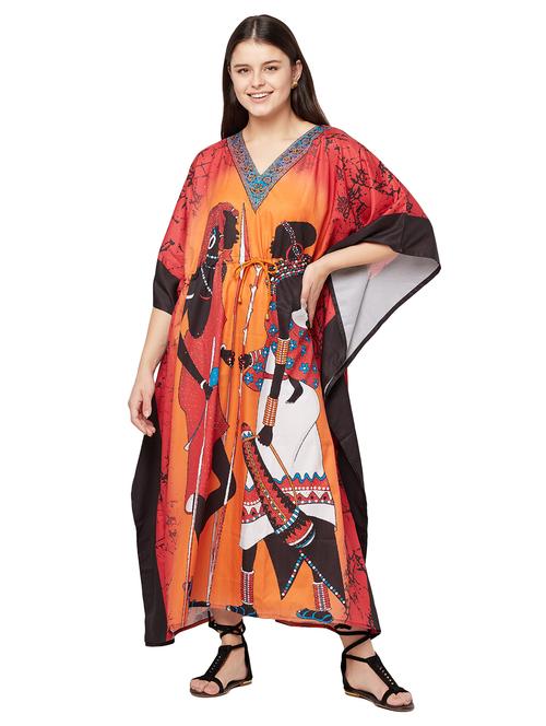 v-neck printed kaftan maxi dress - 18334783 -  Standard Image - 0