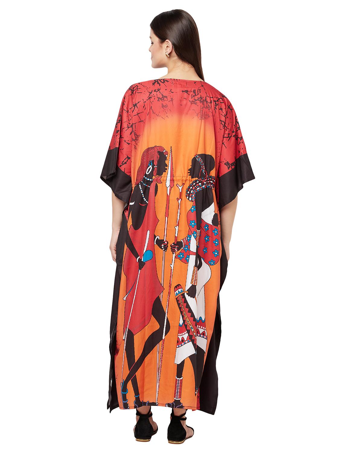 v-neck printed kaftan maxi dress - 18334783 - Standard Image - 3