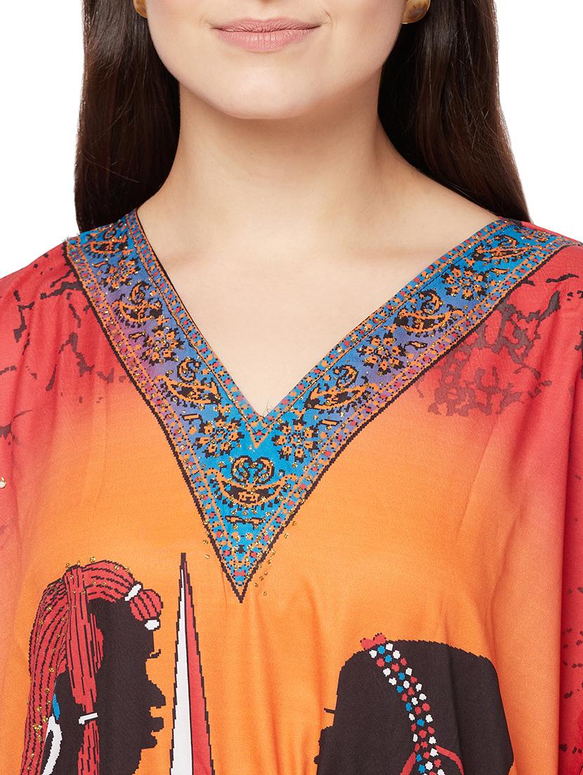 v-neck printed kaftan maxi dress - 18334783 - Standard Image - 5