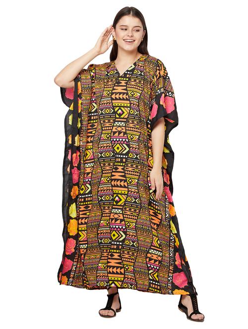 v-neck printed kaftan maxi dress - 18334785 - Standard Image - 0