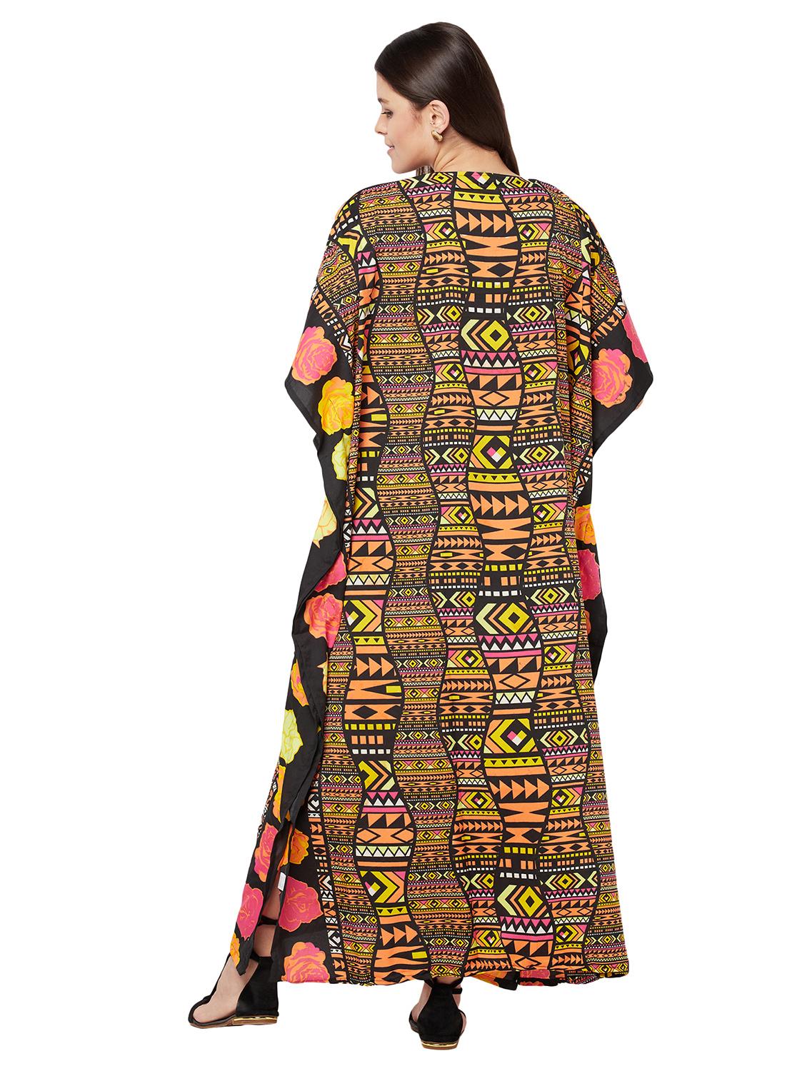 v-neck printed kaftan maxi dress - 18334785 - Standard Image - 3