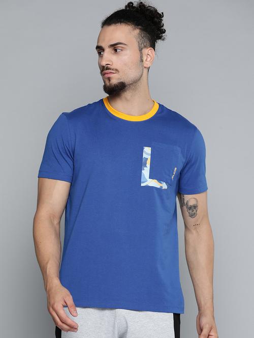 blue chest print t-shirt - 18334855 - Standard Image - 0