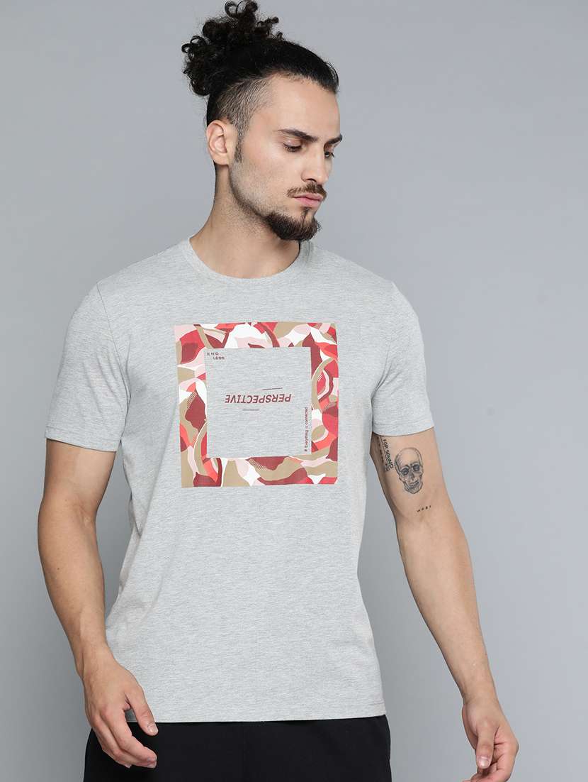 grey chest print t-shirt - 18334857 - Zoom Image - 0