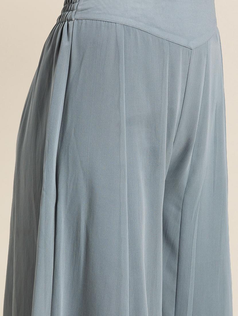grey georgette kurta palazzo set - 18334963 - Standard Image - 3