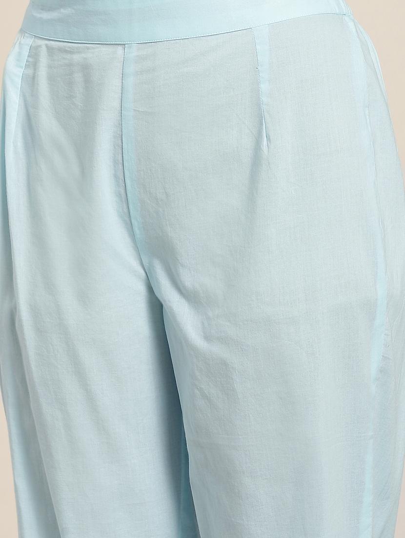 blue cotton kurta pant set - 18334968 - Standard Image - 3