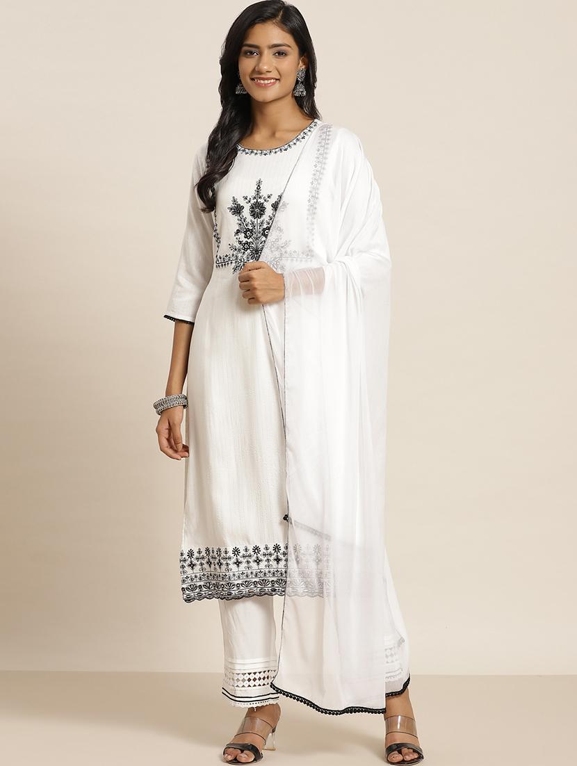 white rayon kurta pant  set