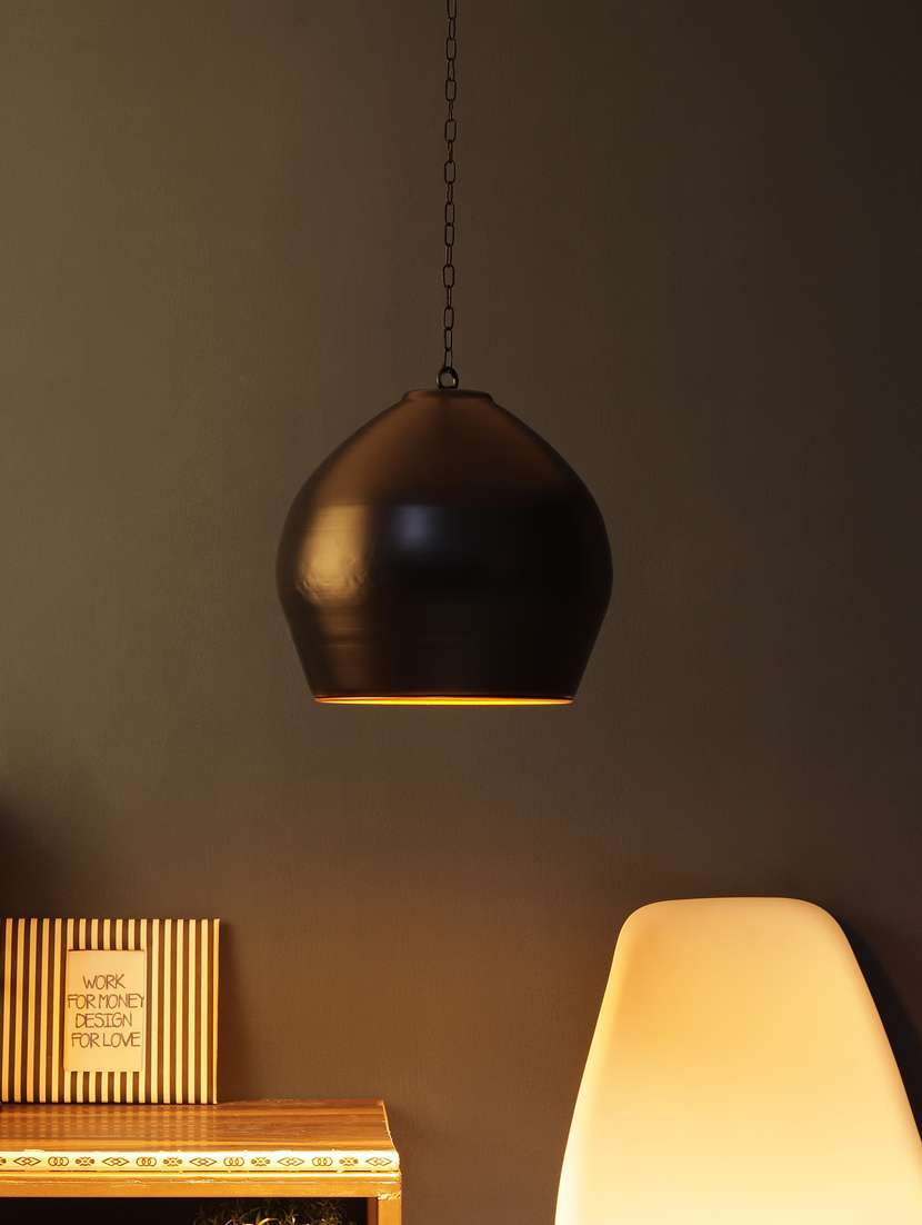 black gold metal hanging light by jainsons lights- bk-helmet-gd - without bulb