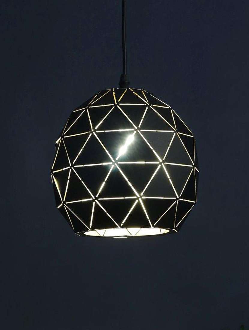 black metal hanging light by jainsons lights- m-107-bk-gd - without bulb