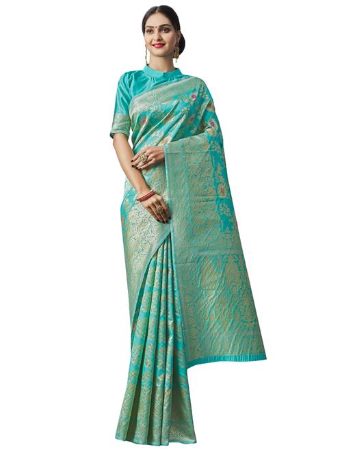 jacquard work banarasi saree with blouse - 18335731 - Standard Image - 0