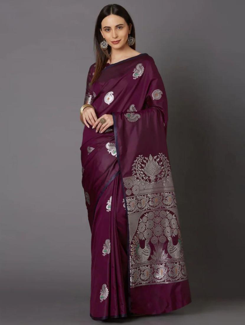 jacquard work banarasi saree with blouse - 18335735 - Zoom Image - 0