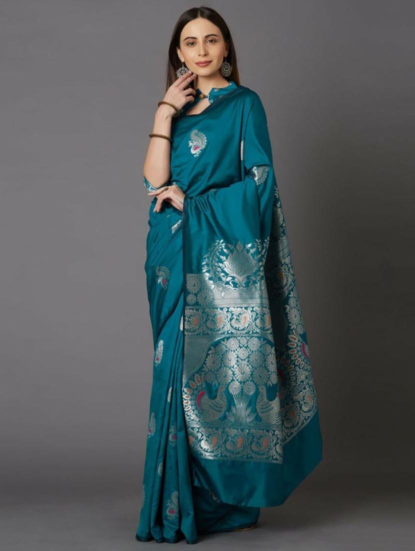 jacquard work banarasi saree with blouse - 18335736 - Zoom Image - 0