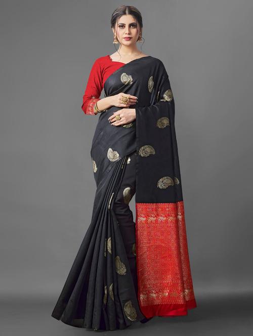 jacquard work banarasi saree with blouse - 18335740 - Standard Image - 0